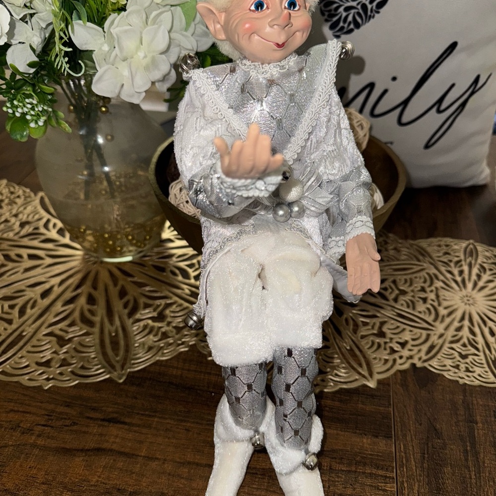 White and Silver Decorative Elf Figurine